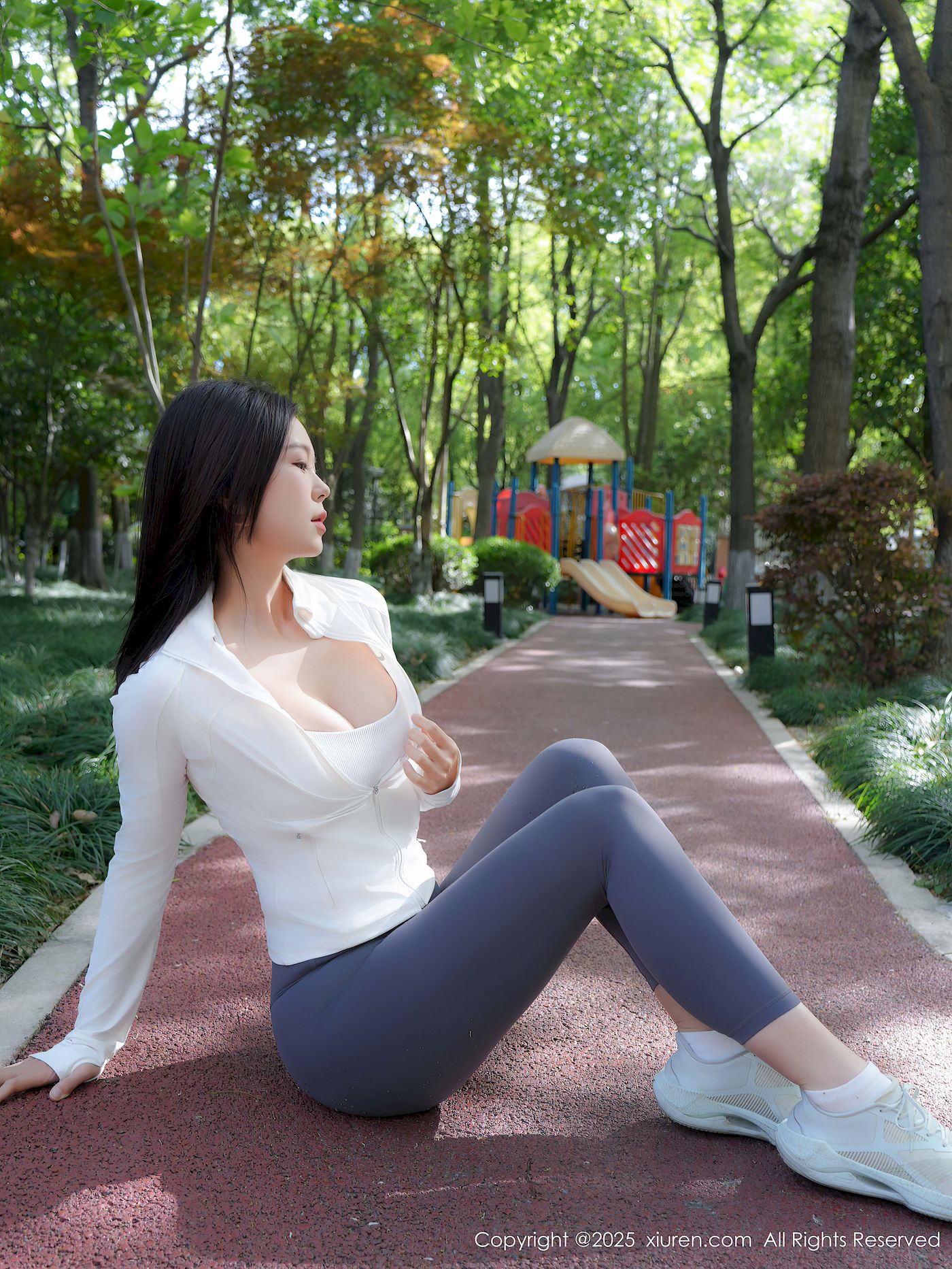 玫瑰我爱你白蓝瑜伽服性感写真