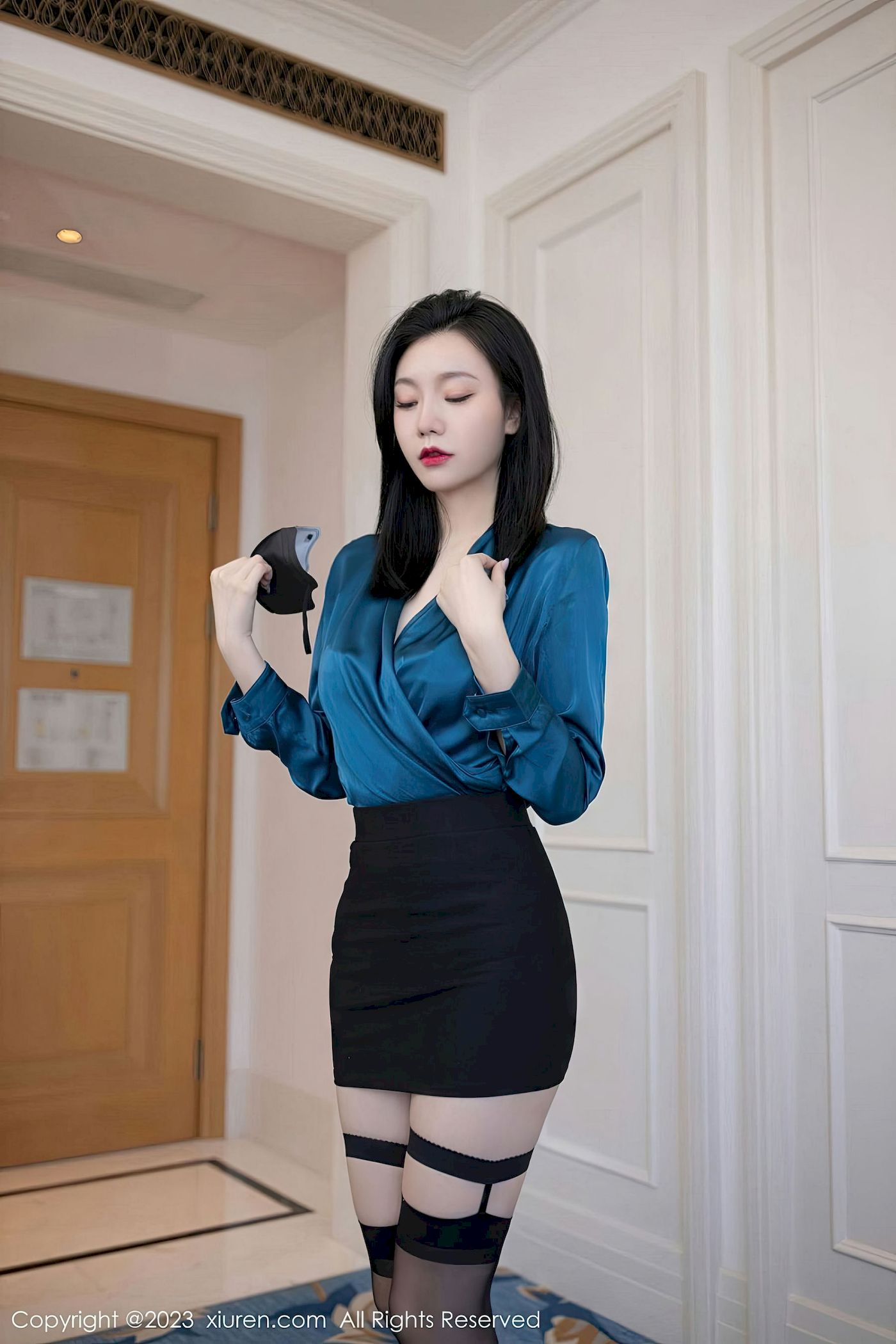 安然anran - 蓝色上衣+黑色短裙珠三角旅拍