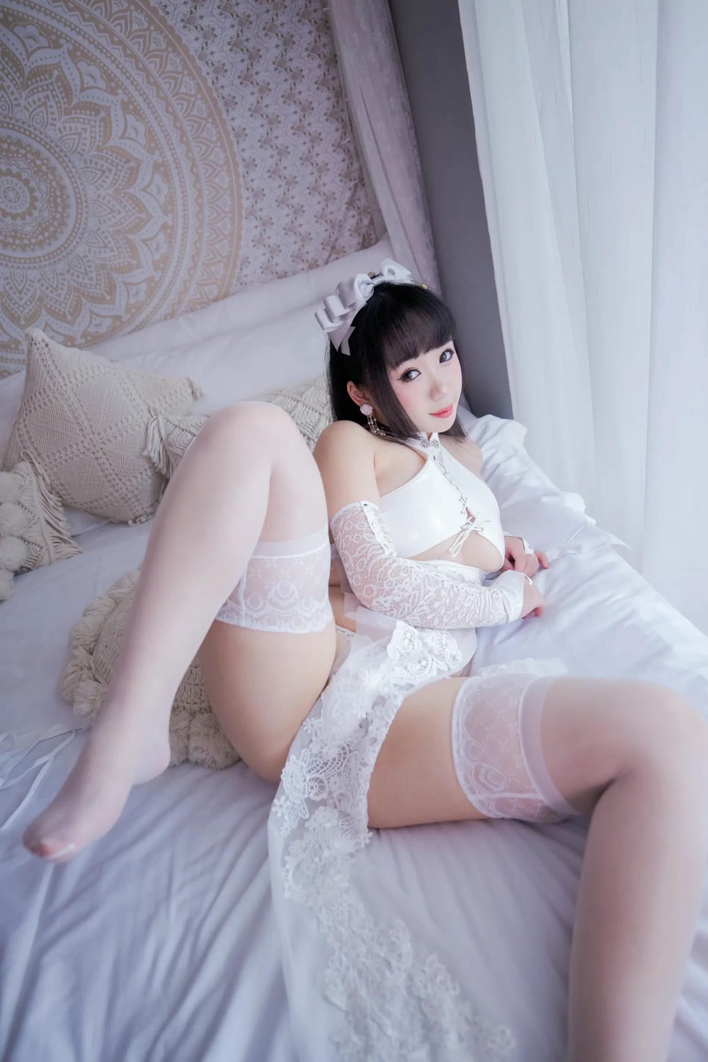 图片[56]-胡桃貓Kurumineko – 白靡煙旗袍 【106P】 – COSPLAY-御萝部落