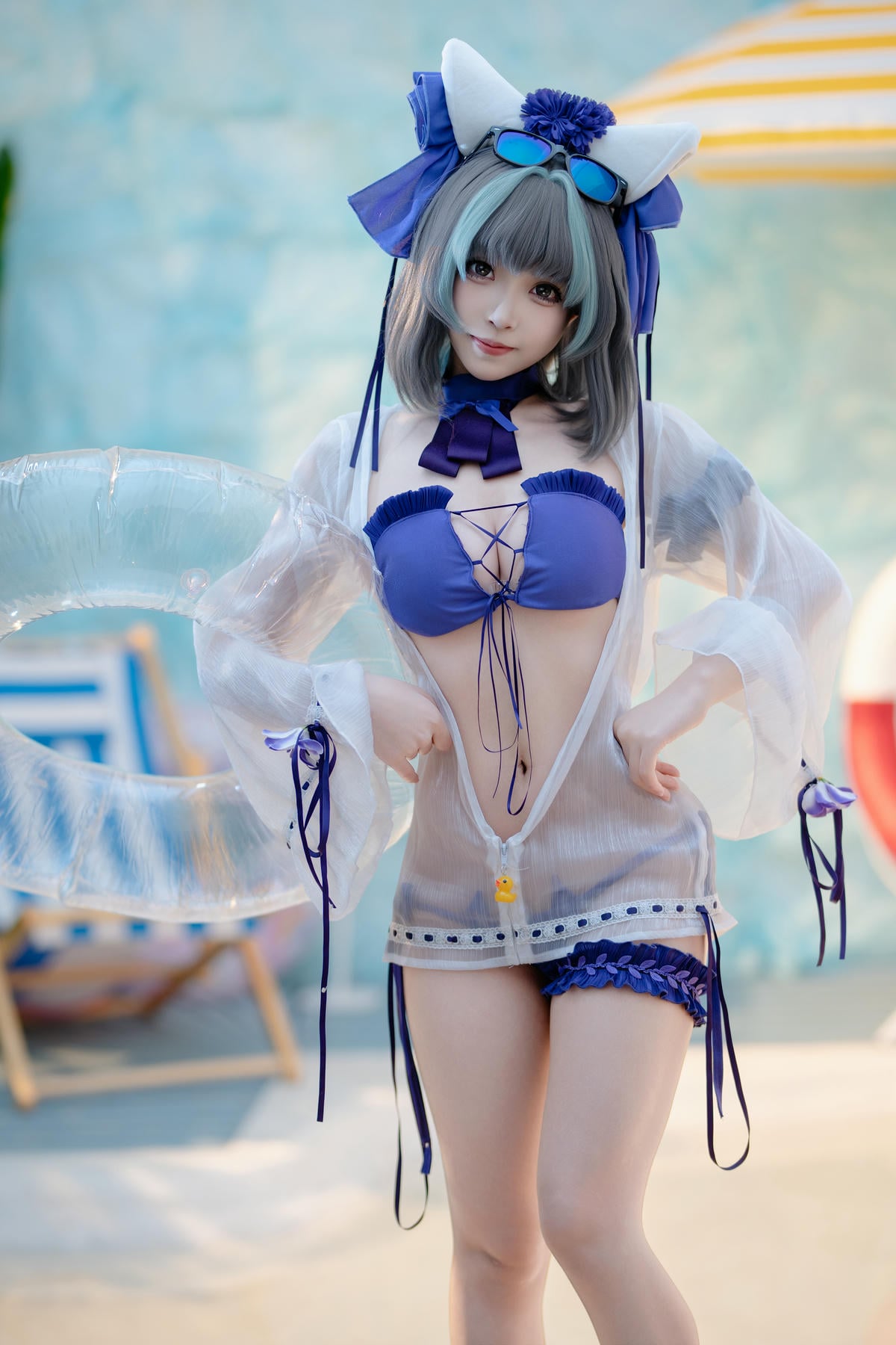 Bangni邦尼 cosplay Cheshire Swimsuit – Azur Lane【86P】 – COSPLAY-御萝部落